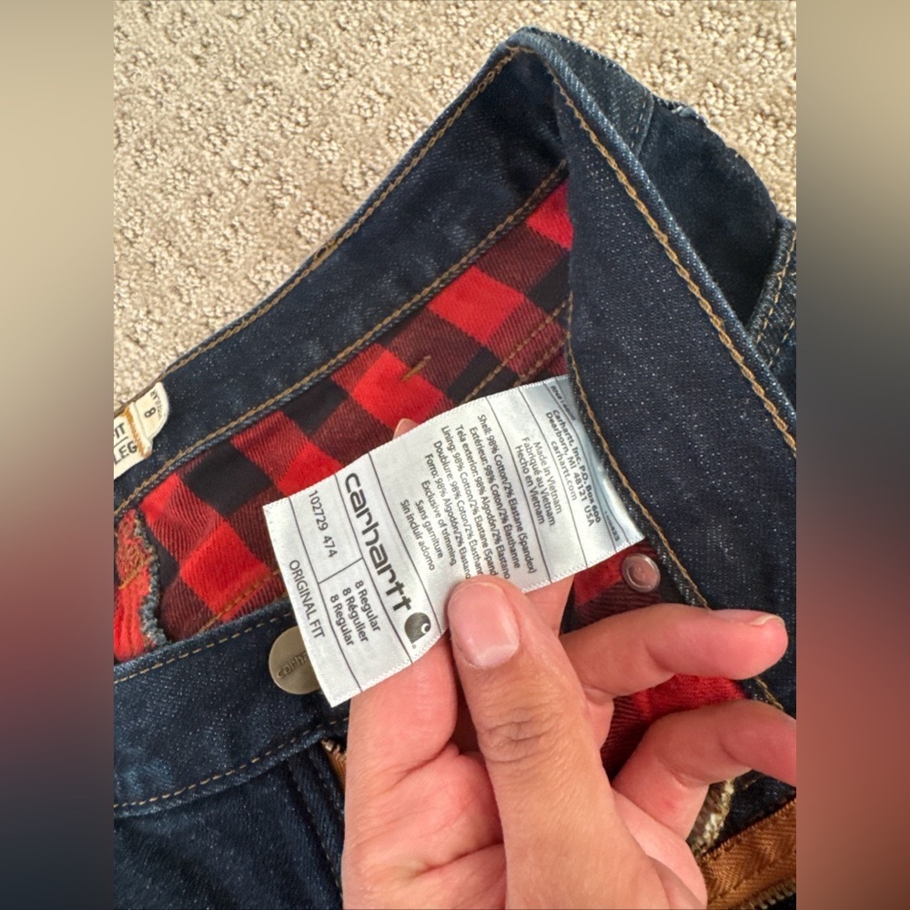 Carhartt Women’s ORIGINAL-FIT BLAINE FLANNEL-LINED JEAN Size 8 Regular - Picture 6 of 10